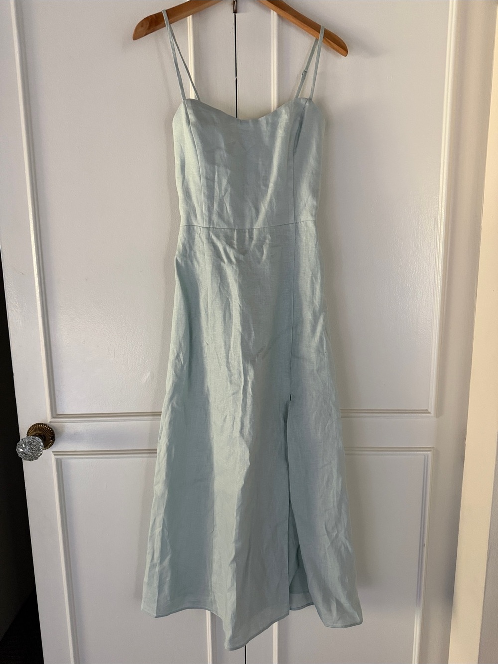Aritzia Wilford Light Blue Midi Dress with Spaghetti Straps